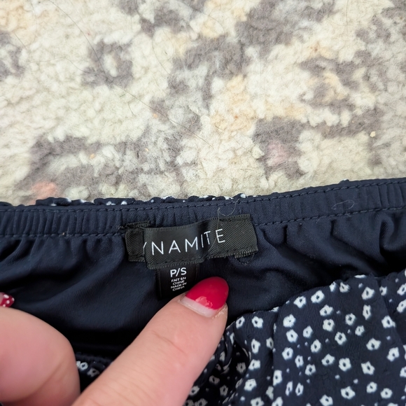 2/$20 Dynamite Navy White Polka Dot Off-Shoulder Top Small - Picture 3 of 4